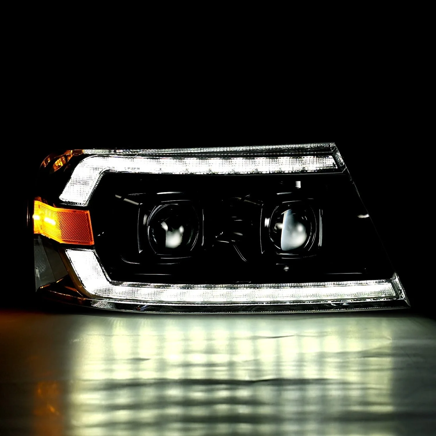 04-08 Ford F150 / 06-08 Lincoln Mark LT PRO-Series Halogen Projector Headlights Alpha-Black - Image 5