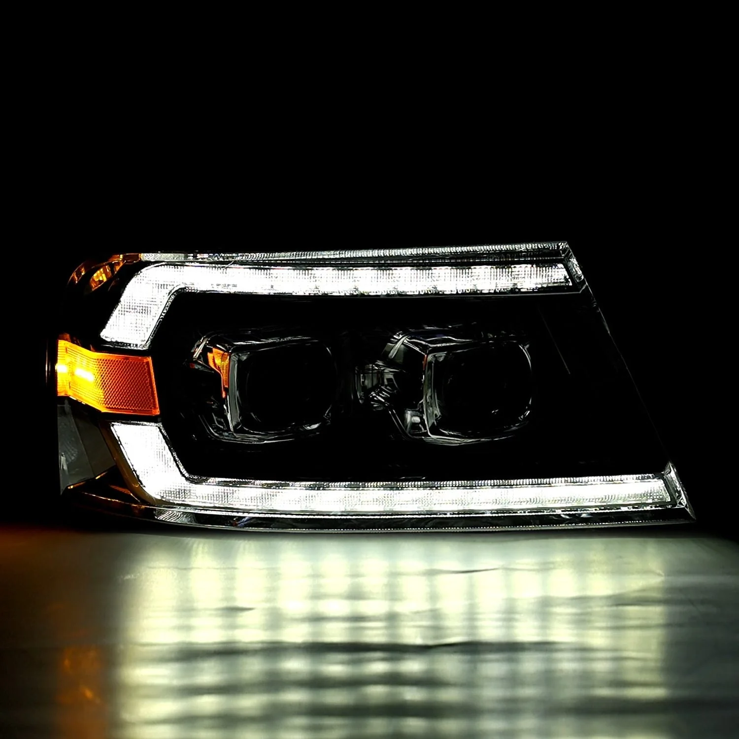 04-08 Ford F150 / 06-08 Lincoln Mark LT PRO-Series Halogen Projector Headlights Black - Image 5