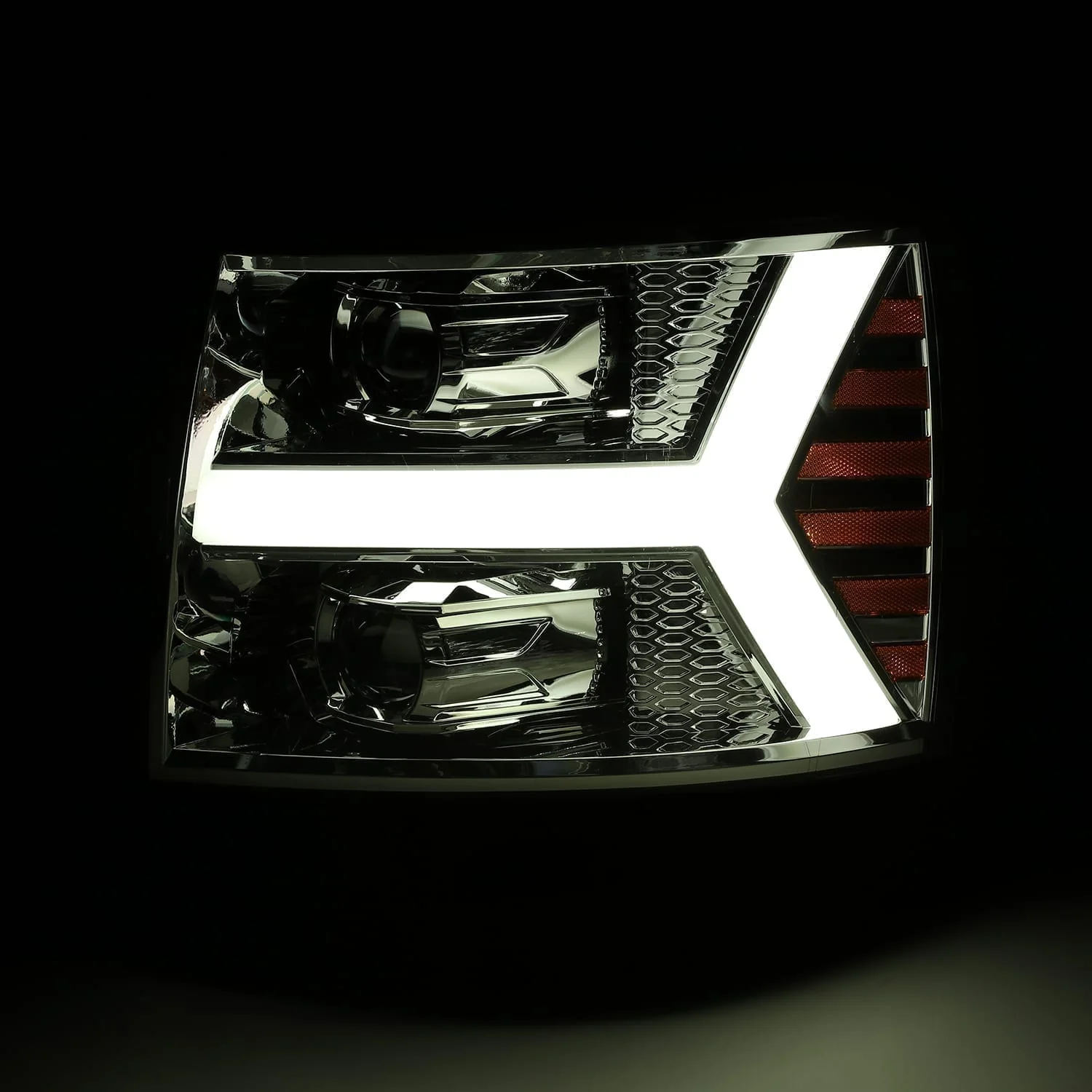 07-13 Chevrolet Silverado PRO-Series Halogen Projector Headlights Chrome - Image 4