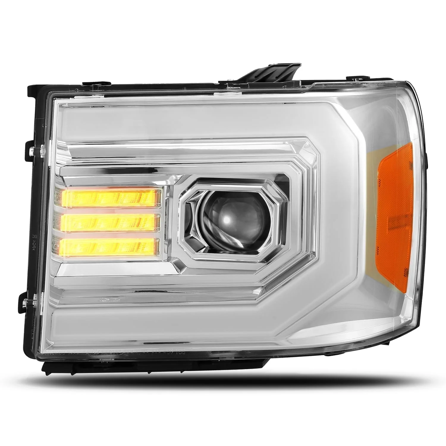 07-13 GMC Sierra PRO-Series Halogen Projector Headlights Chrome - Image 4