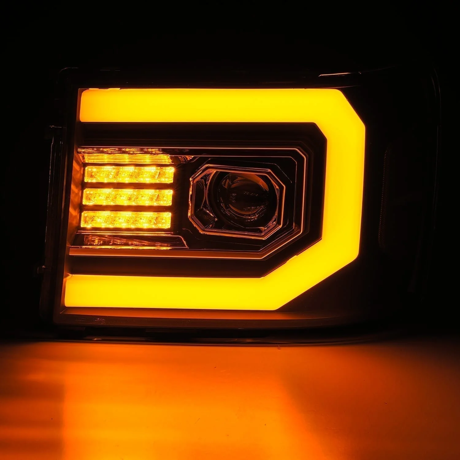 07-13 GMC Sierra PRO-Series Halogen Projector Headlights Jet Black - Image 5