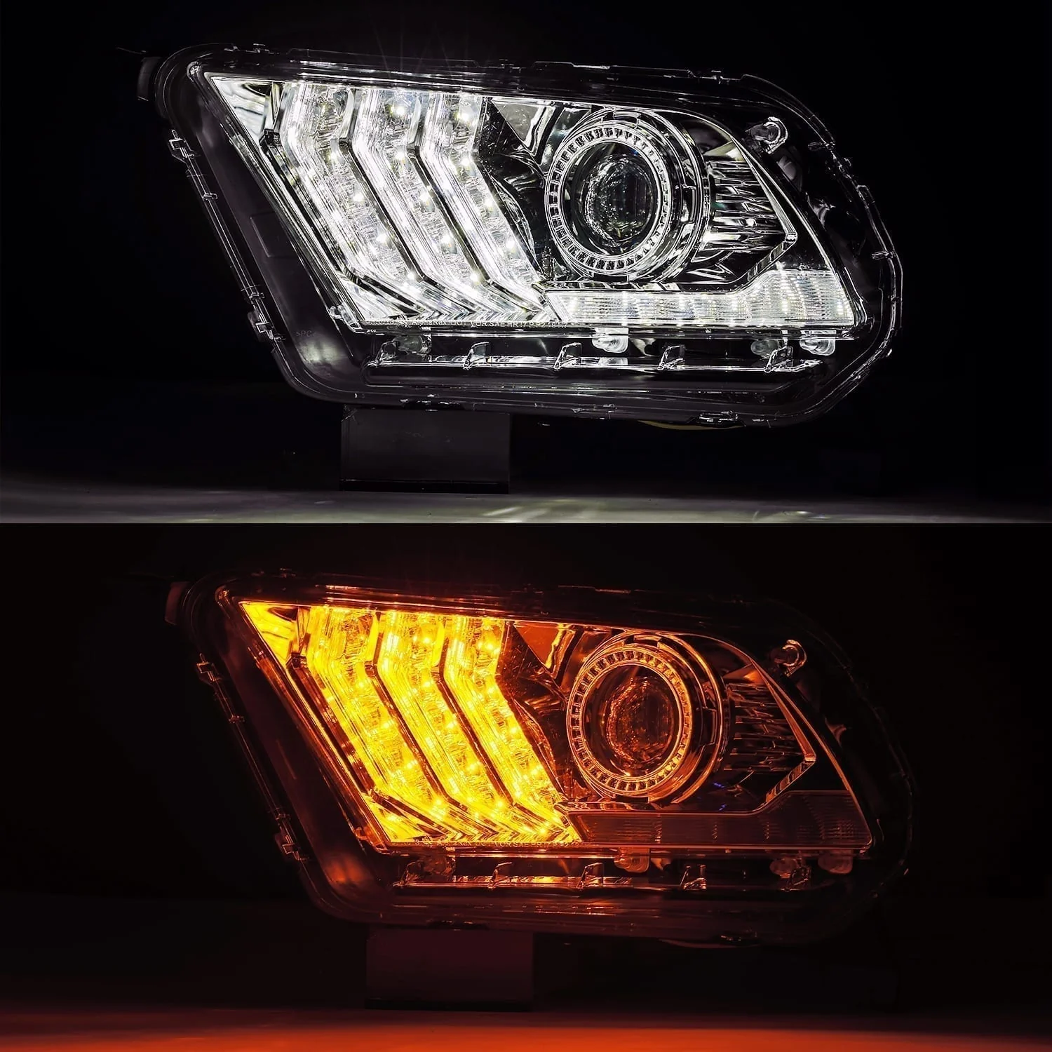 10-12 Ford Mustang PRO-Series Halogen Projector Headlights Chrome - Image 4