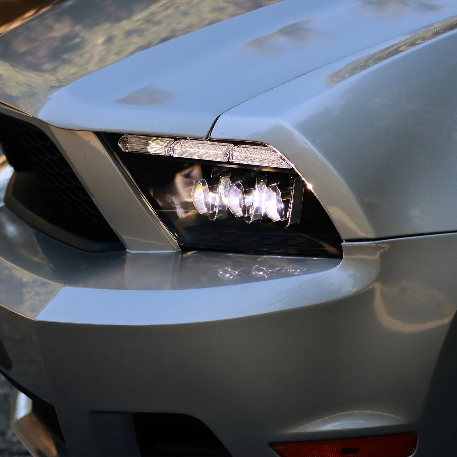 13-14 Ford Mustang MK II NOVA-Series LED Projector Headlights Black - Image 6
