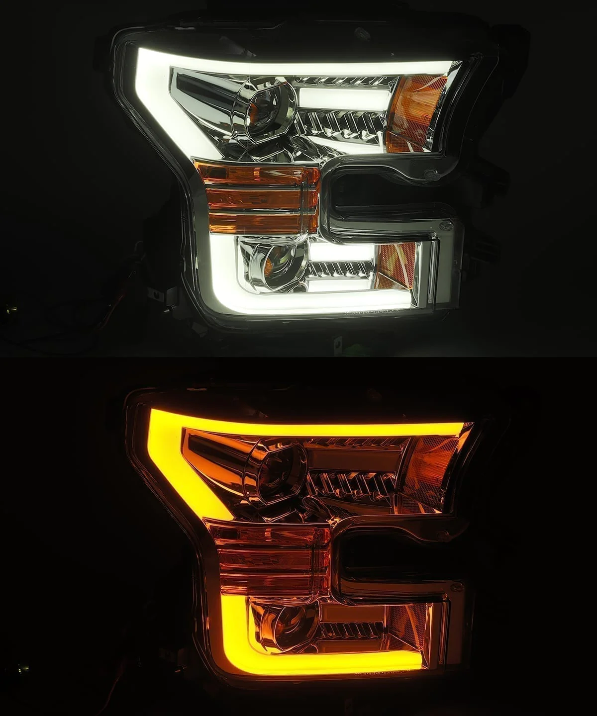 15-17 Ford F150 PRO-Series Halogen Projector Headlights Chrome - Image 4