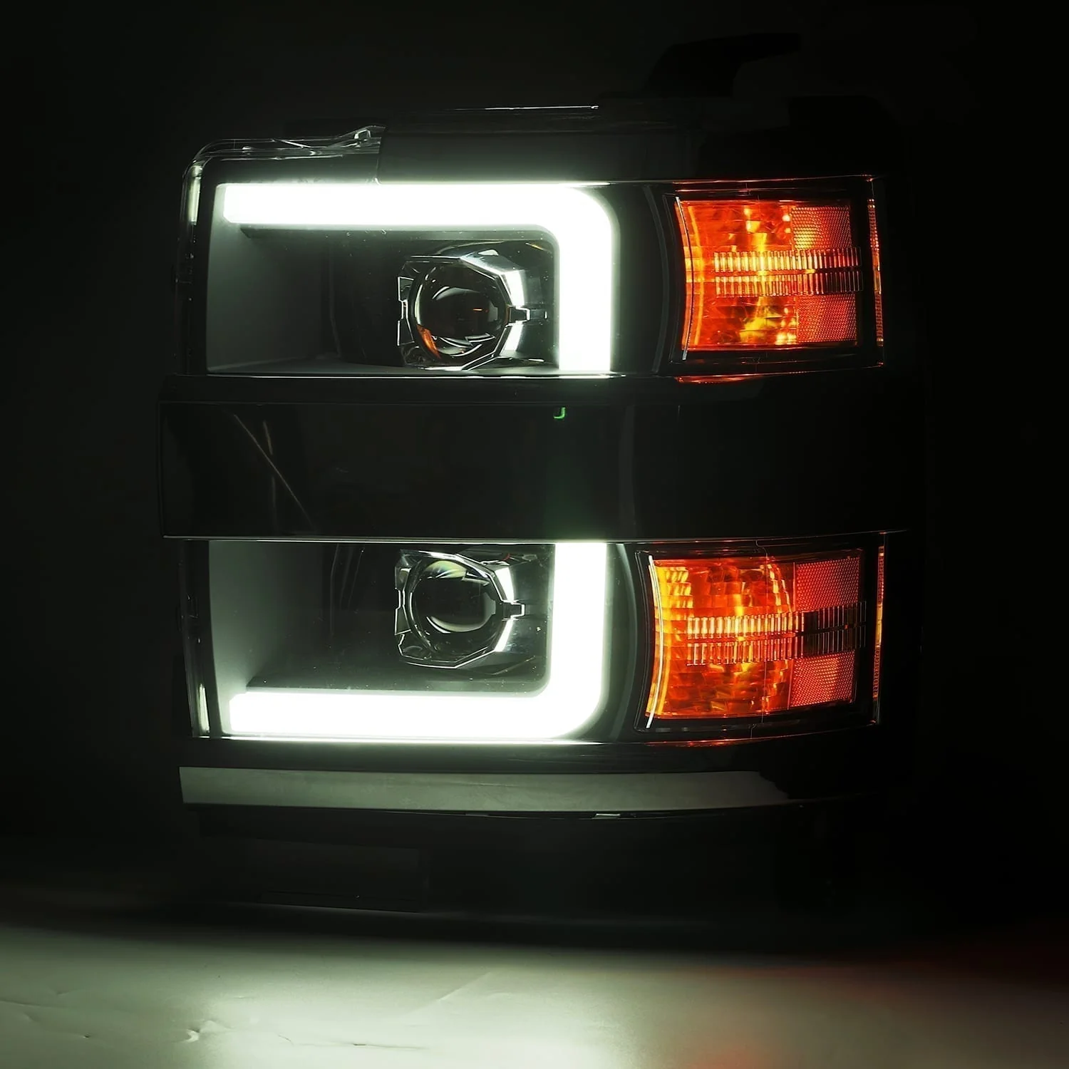 15-19 Chevrolet Silverado 2500HD/3500HD PRO-Series Halogen Projector Headlights Jet Black - Image 5