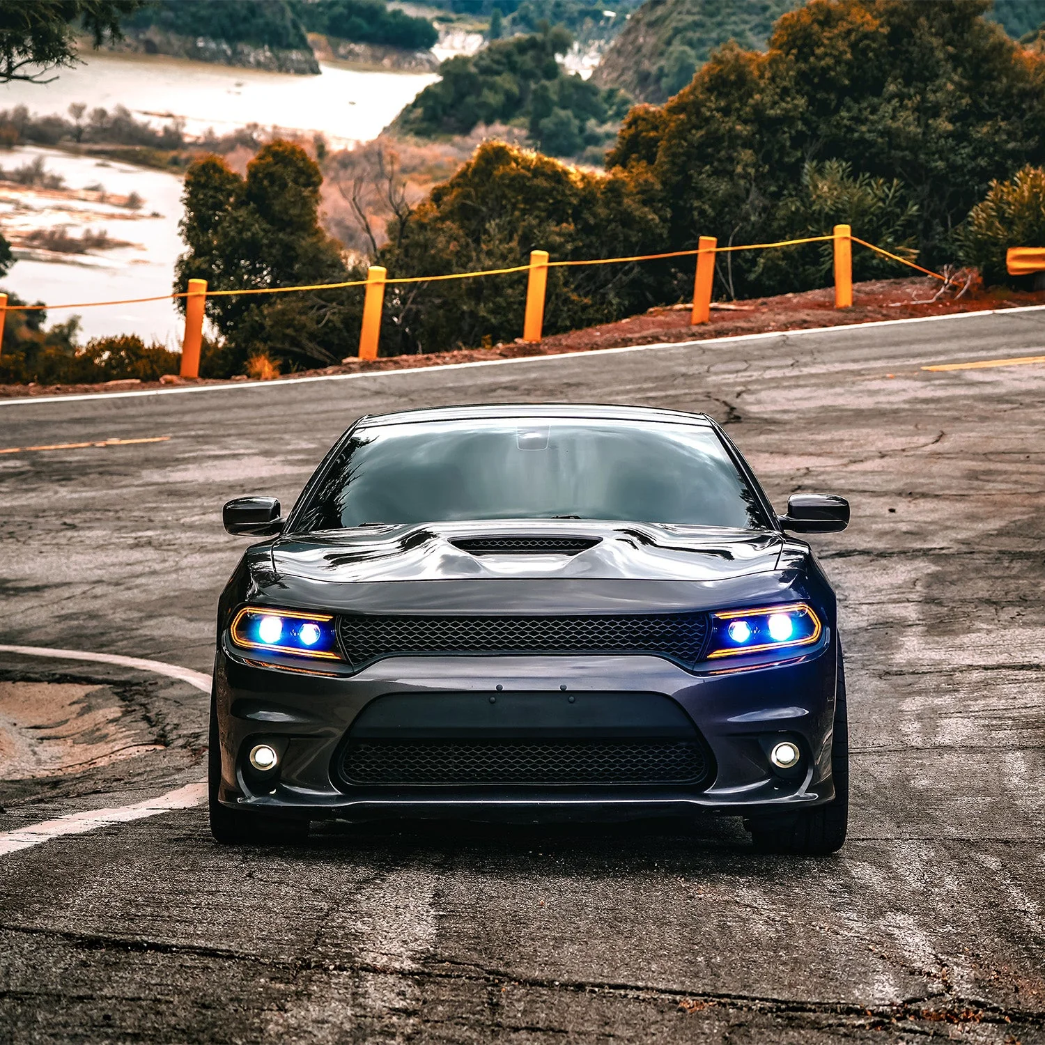 15-23 Dodge Charger LUXX-Series LED Projector Headlights Black - Image 9