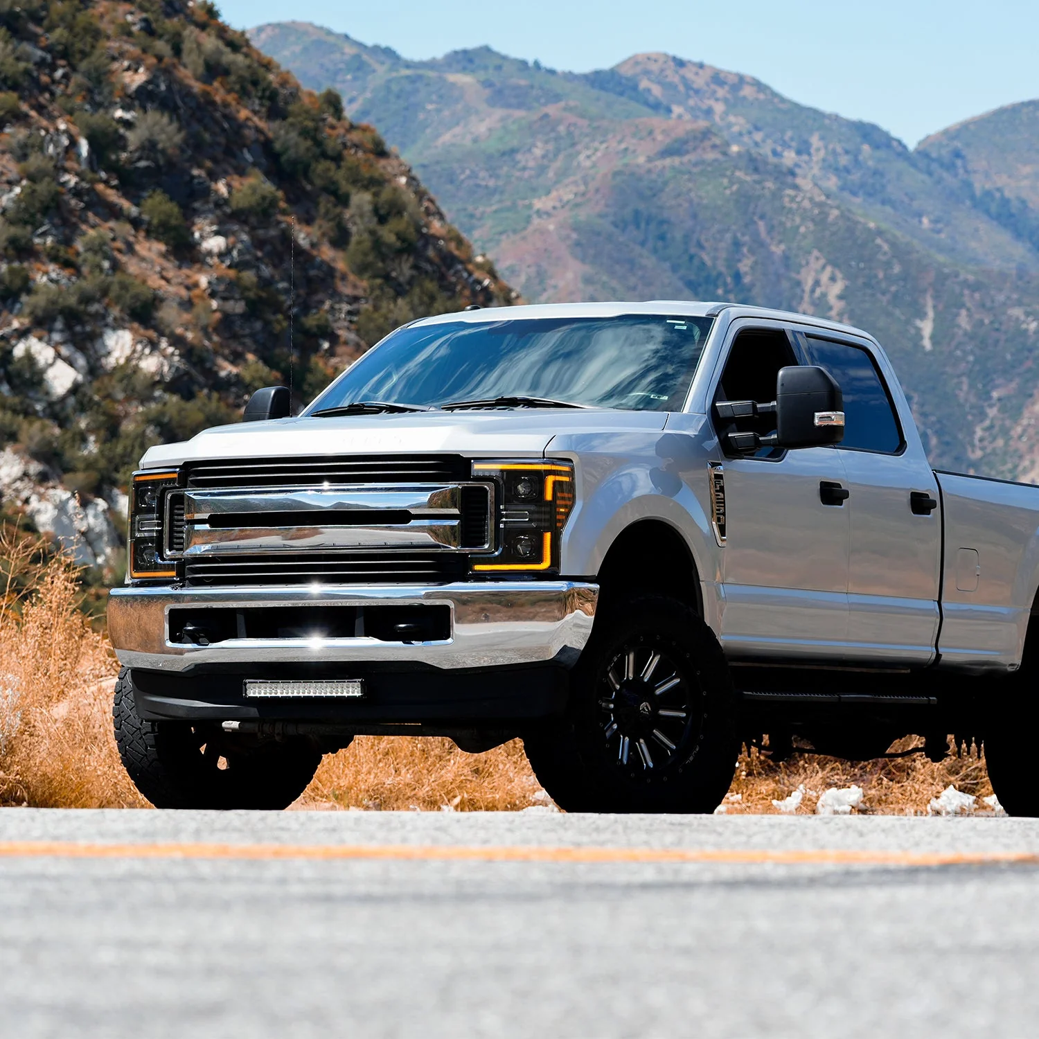 17-19 Ford Super Duty MKII LUXX-Series LED Projector Headlights Alpha-Black - Image 2