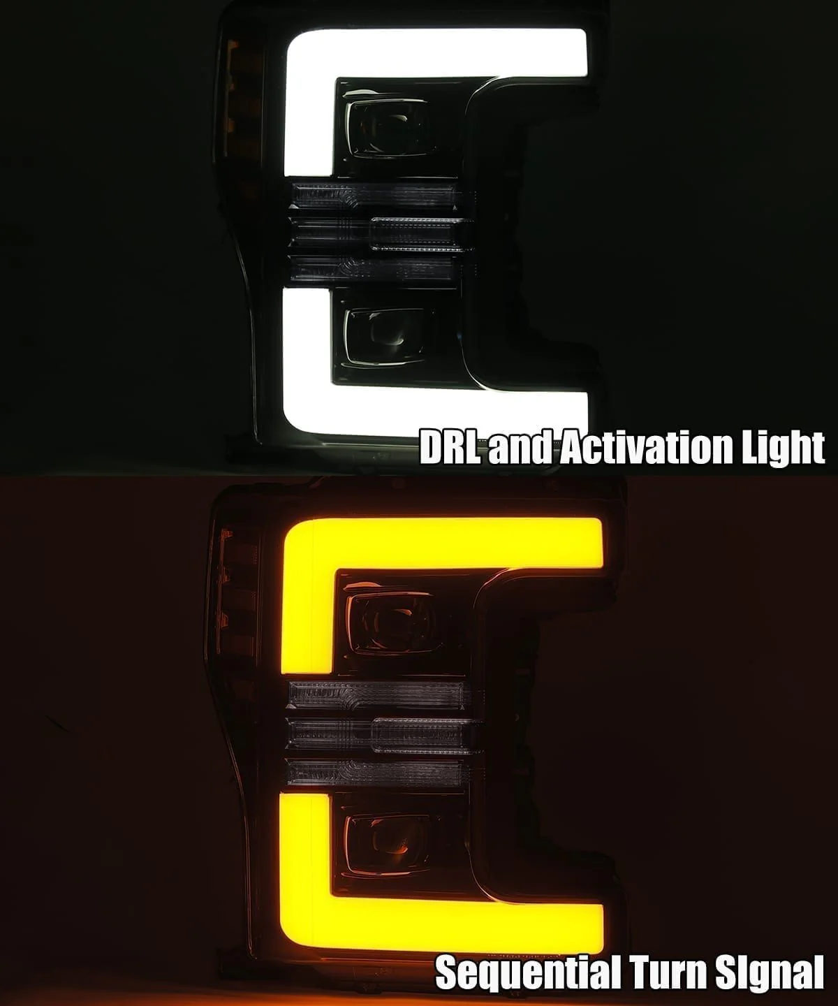 17-19 Ford Super Duty PRO-Series Halogen Projector Headlights Jet Black - Image 4