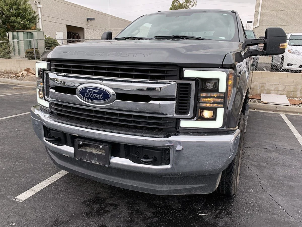17-19 Ford Super Duty PRO-Series Halogen Projector Headlights Jet Black - Image 5